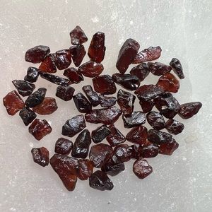 Rough blood red garnets